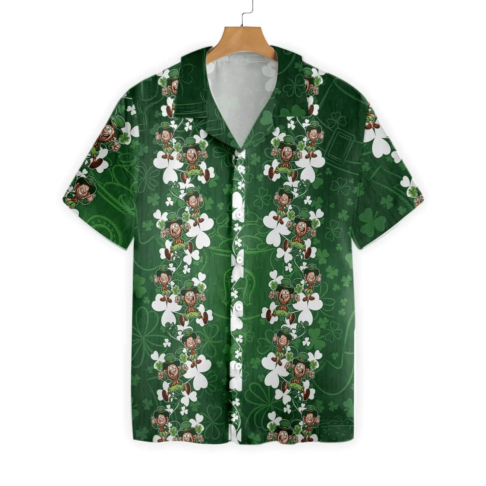St Patricks Day Hawaii Shirt Leprechauns Pattern Green Aloha Shirt St Patricks Day Hawaiian Shirt