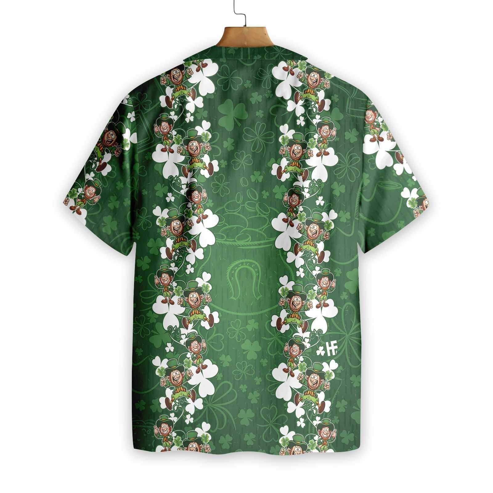 St Patrick’s Day Hawaii Shirt Leprechauns Pattern Green Aloha Shirt St Patrick’s Day Shirt