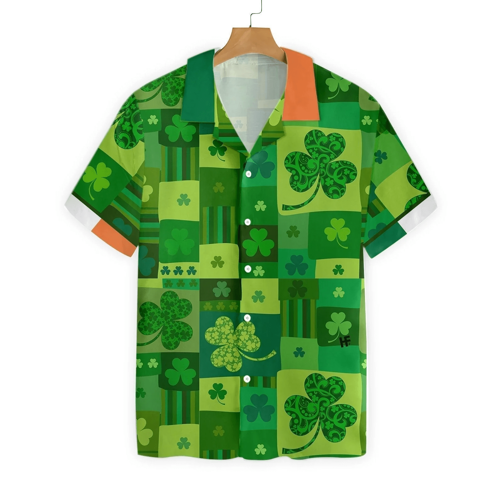 St Patricks Day Hawaii Shirt Lucky Four Leaf Clover Pattern Aloha Shirt St Patricks Day Hawaiian Shirt