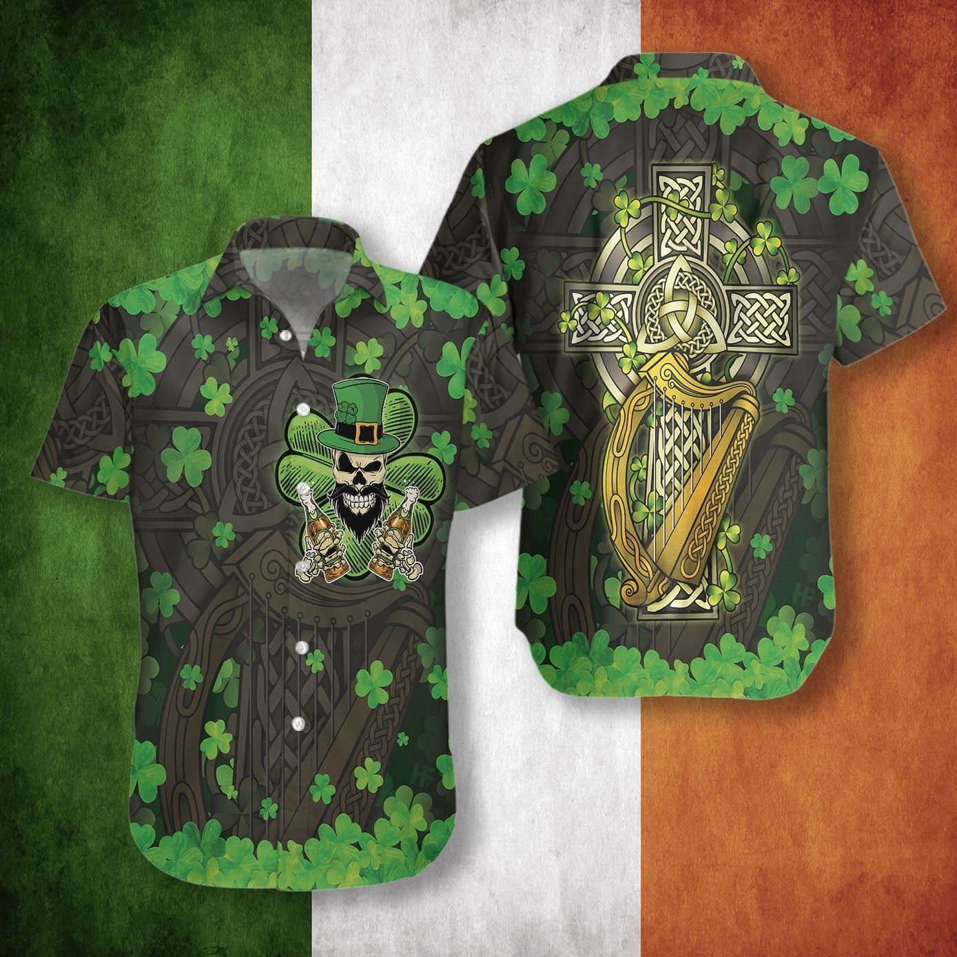 St Patrick’s Day Hawaii Shirt Skull Holding Beer Aloha Shirt St Patrick’s Day Shirt