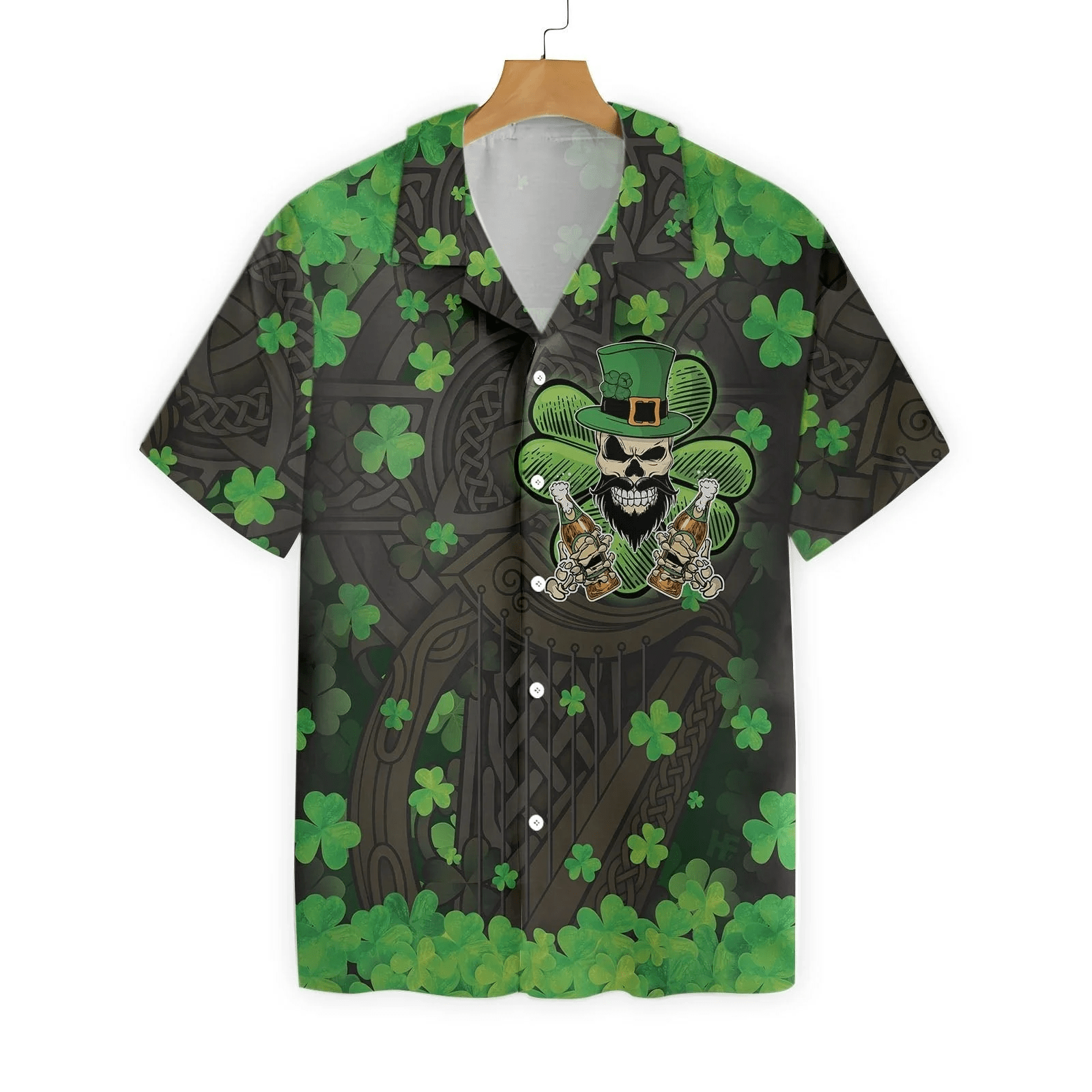 St Patrick’s Day Hawaii Shirt Skull Holding Beer Aloha Shirt St Patrick’s Day Trendy Hawaiian Shirt