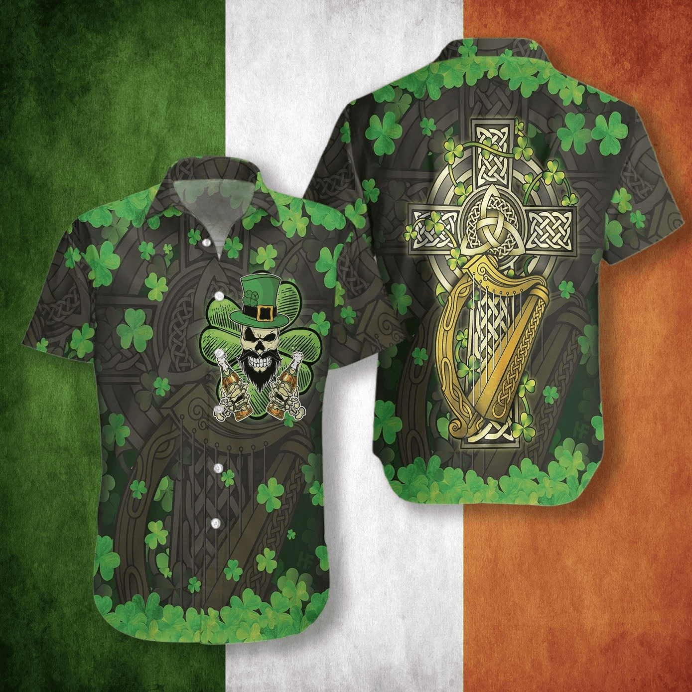 St Patrick’s Day Hawaii Shirt Skull Holding Beer Aloha Shirt St Patrick’s Day Trendy Hawaiian Shirt