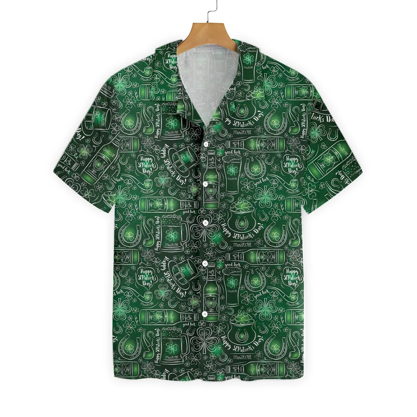 St Patrick’s Day Hawaii Shirt Wine Beer Happy Saint Patrick’s Day Aloha Shirt St Patrick’s Day Shirt
