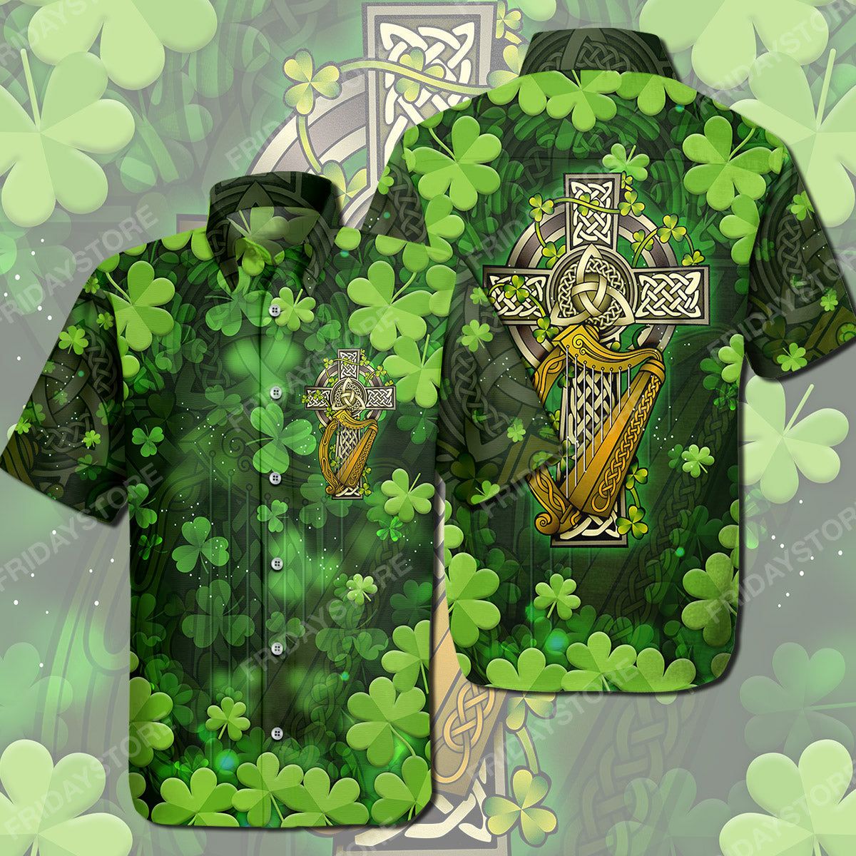 St Patrick’s Day Hawaiian Shirt Irish The Celtic Cross St Patrick’s Day Hawaii Tshirt St Patrick’s Day Aloha Shirt