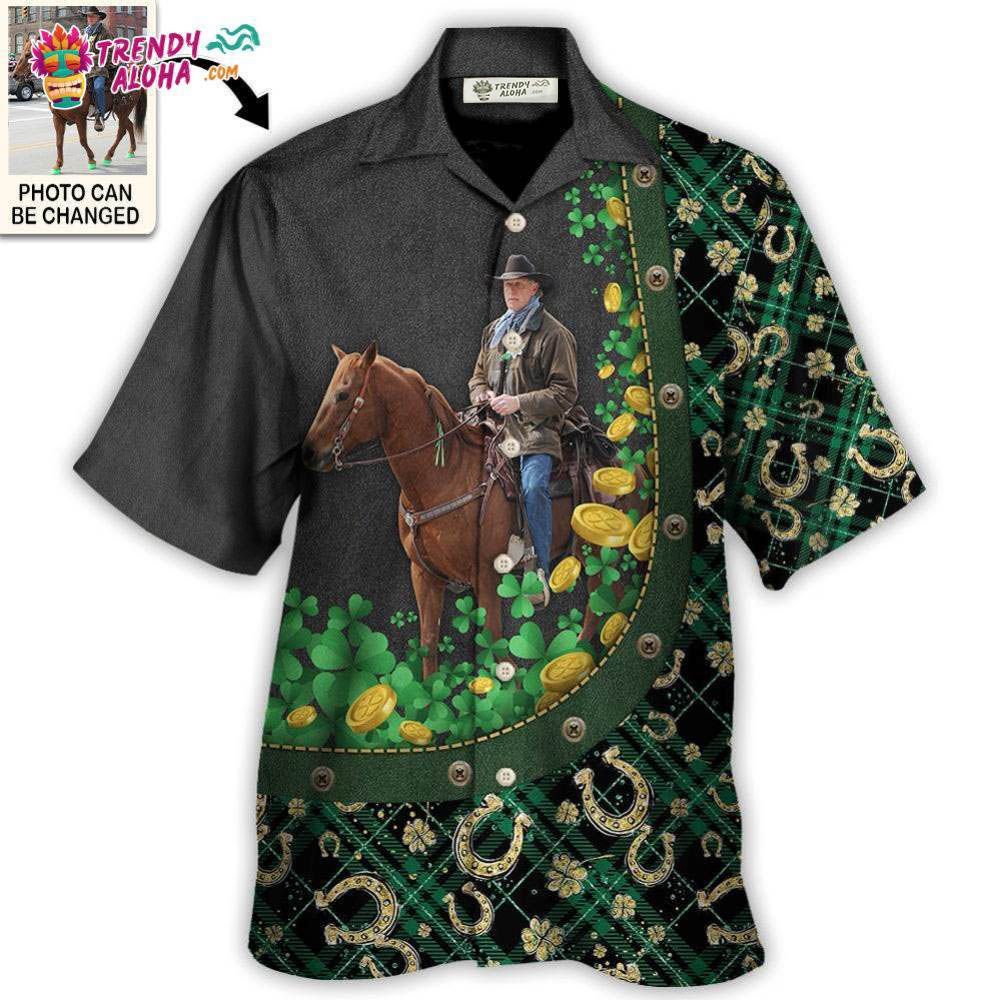 St Patrick’S Day Horse Lover Custom Photo – Hawaiian Shirt – Personalized Photo Gifts Hawaiian Shirt – Trendy Aloha