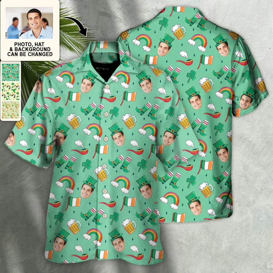 St Patrick’s Day Love The Day Went Custom Photo – Trendy Hawaiian Shirt – Personalized Photo Gifts