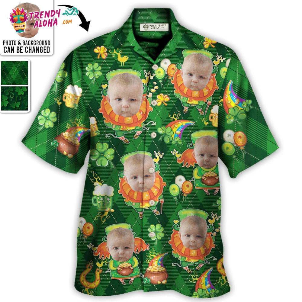 St Patrick’S Day Lucky Coin Shamrock Art Funny Custom Photo – Hawaiian Shirt – Personalized Photo Gifts Hawaiian Shirt – Trendy Aloha