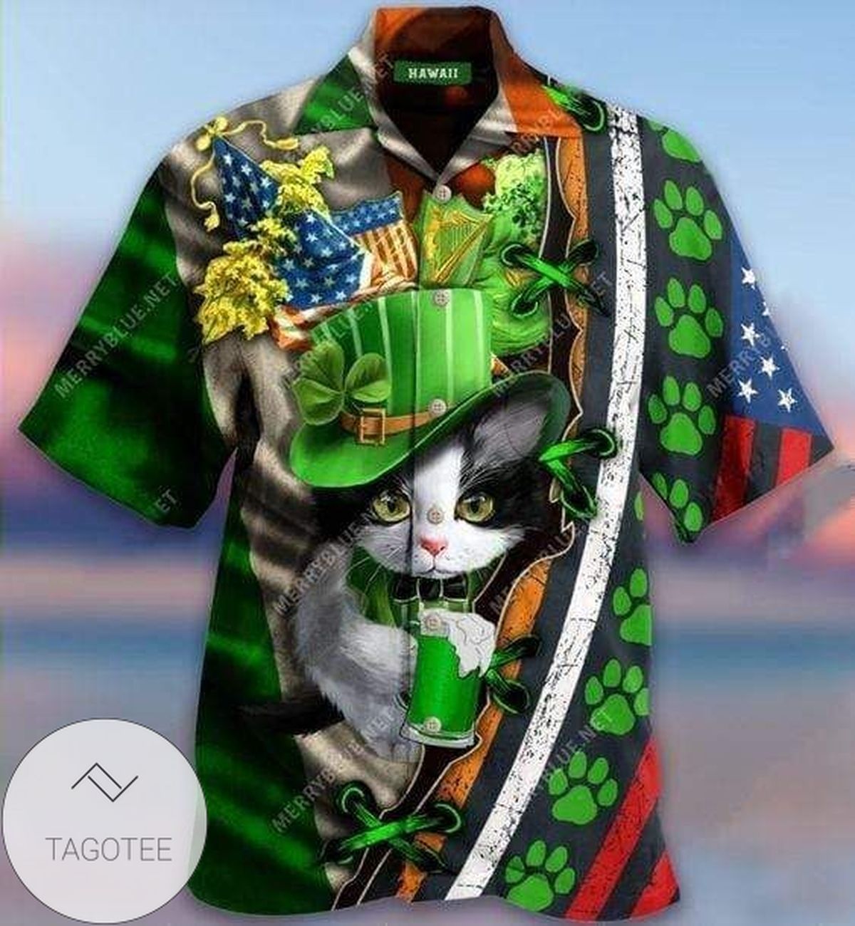 St Patricks Day My Cat Wants You To Drink Beer Hawaiian Shirt