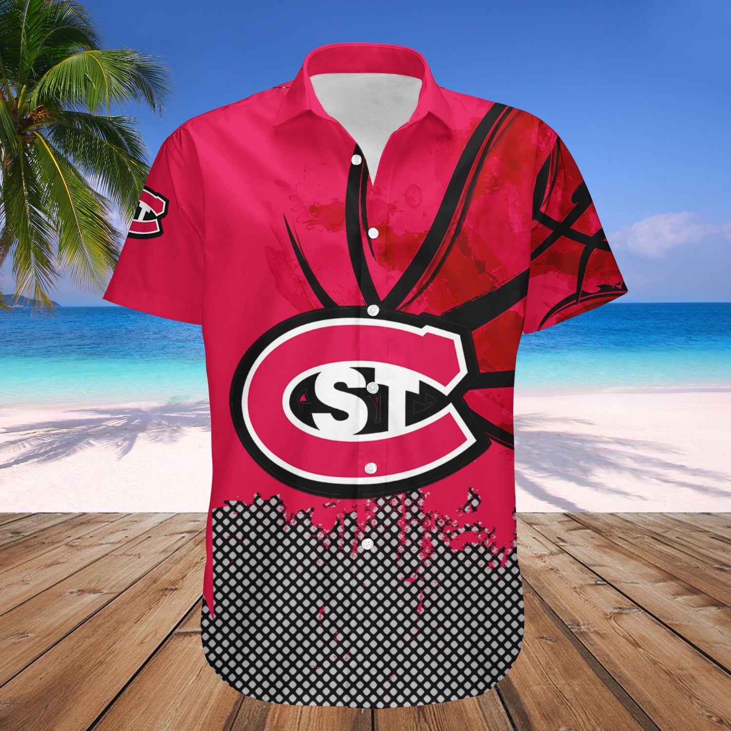St. Cloud State Huskies Hawaii Shirt Basketball Net Grunge Pattern – NCAA