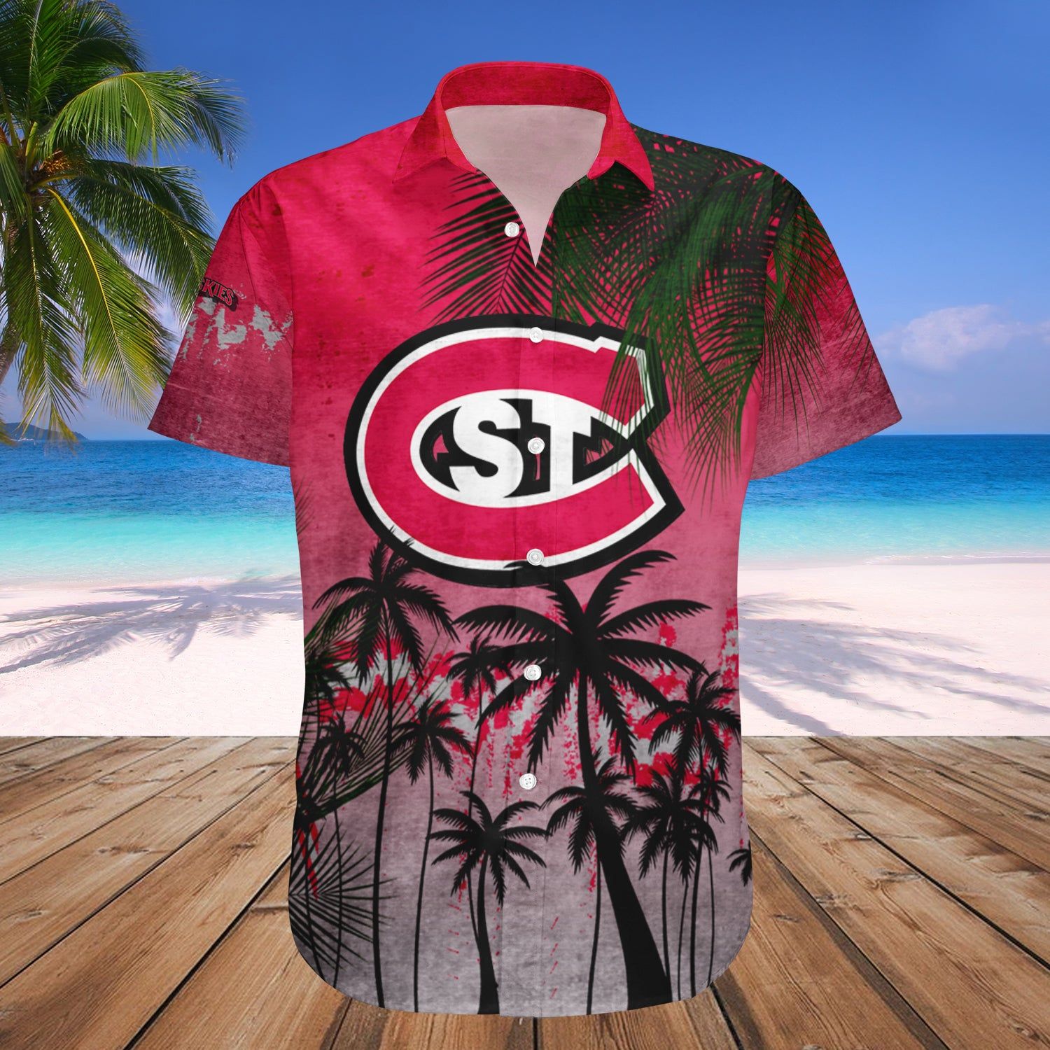 St. Cloud State Huskies Hawaii Shirt Coconut Tree Tropical Grunge – NCAA