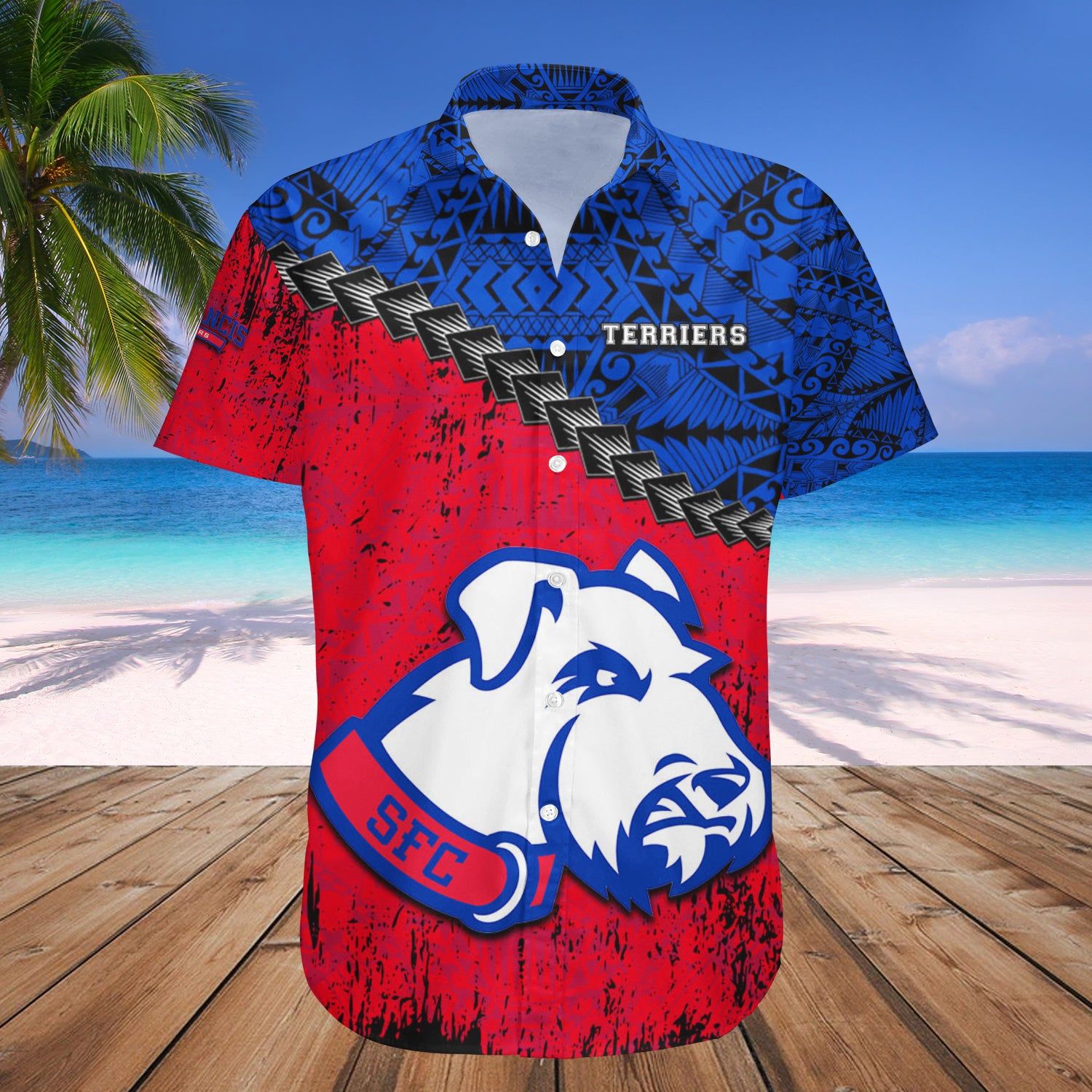 St. Francis Brooklyn Terriers Hawaii Shirt Grunge Polynesian Tattoo – NCAA