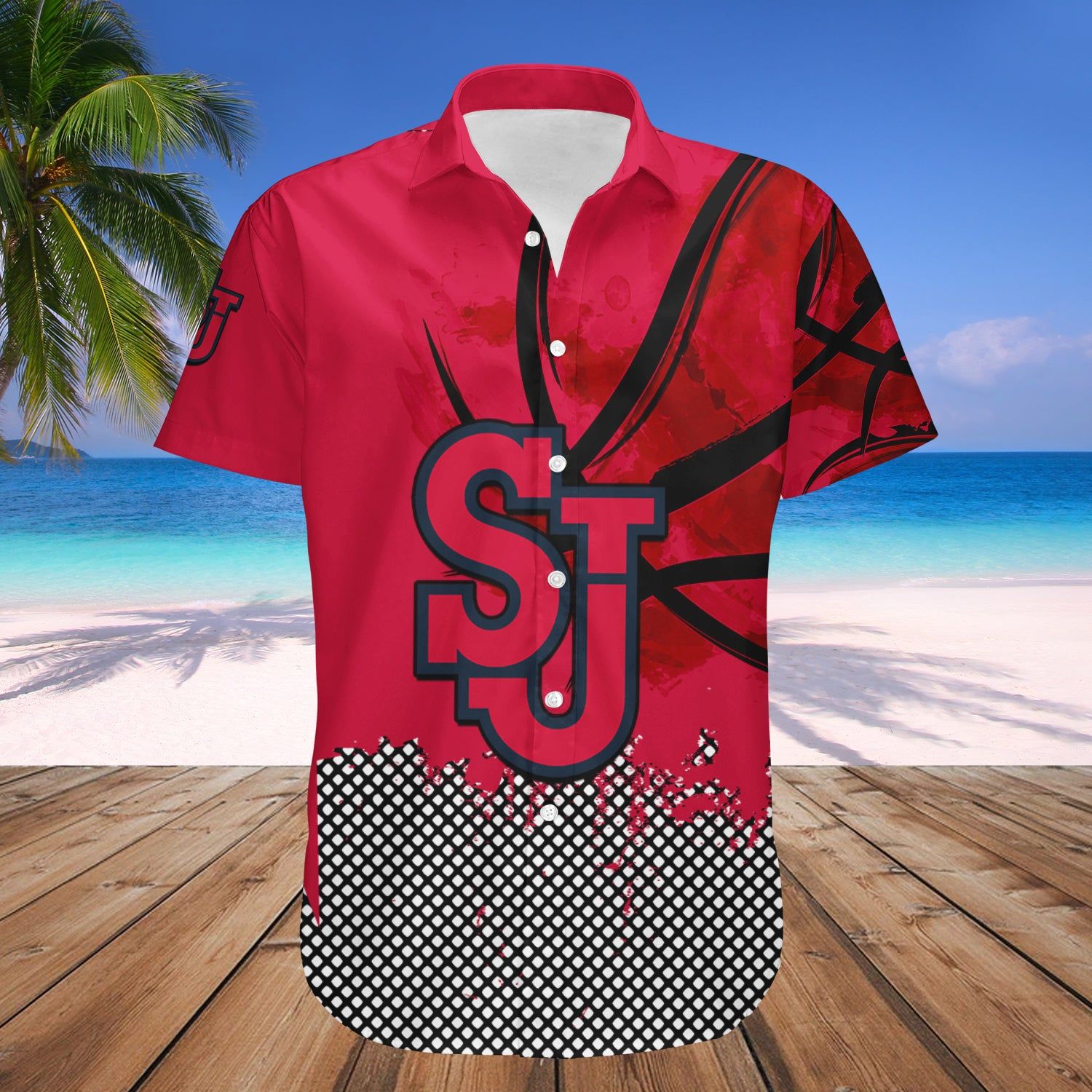 St. John’S Red Storm Hawaii Shirt Basketball Net Grunge Pattern – NCAA