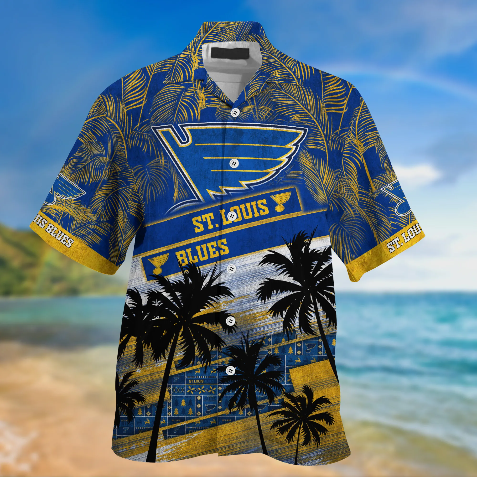 St. Louis Blues NHL Palm Tree Pattern Hawaii Shirt For Sports Fans Unisex Sport Hawaii Shirt