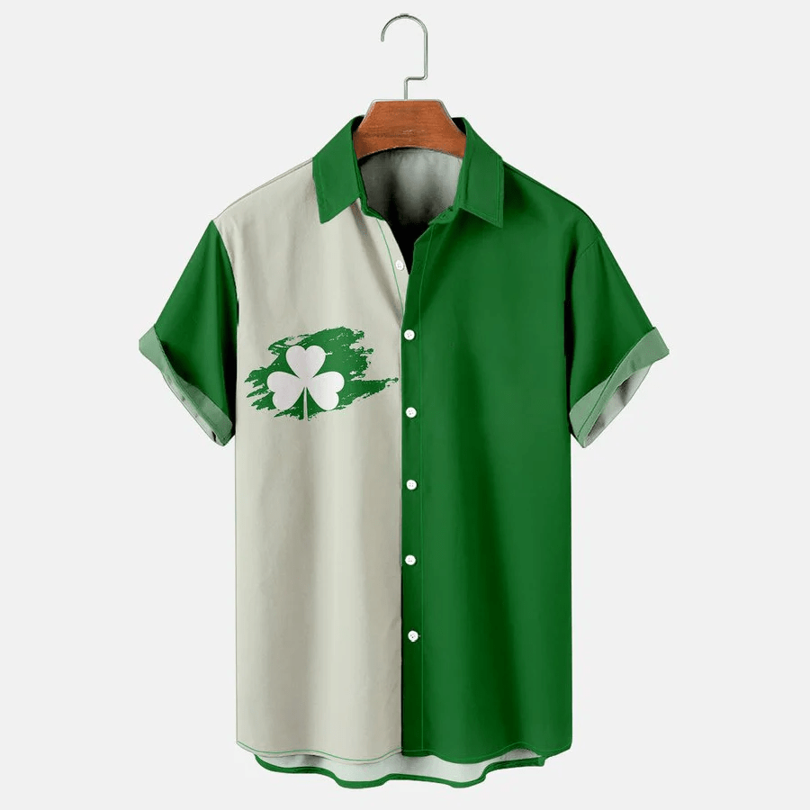 St. Patrick’s Day Cat Casual Holiday Cotton Blend Men’s Oversized Short Sleeve Shirt St. Patrick’s Day Cat Casual Holiday Cotton Blend Men’s Oversized Short Sleeve Shirt