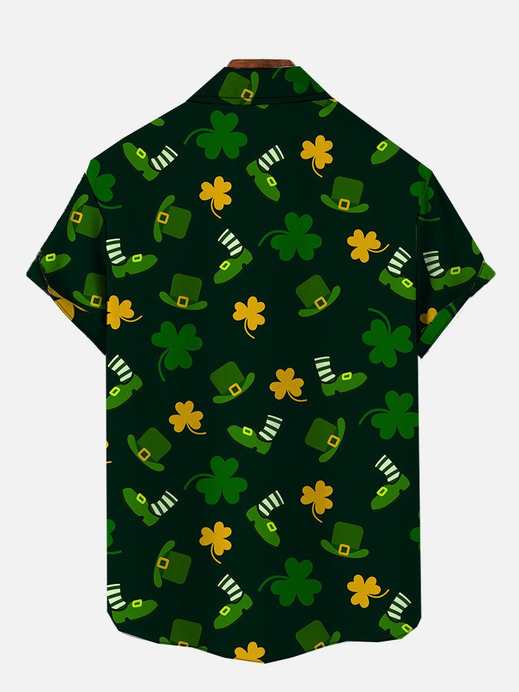 St. Patrick’s Day Goblin Leprechaun Costume With Beer Printing Men’s Short Sleeve Aloha Hawaiian Shirt
