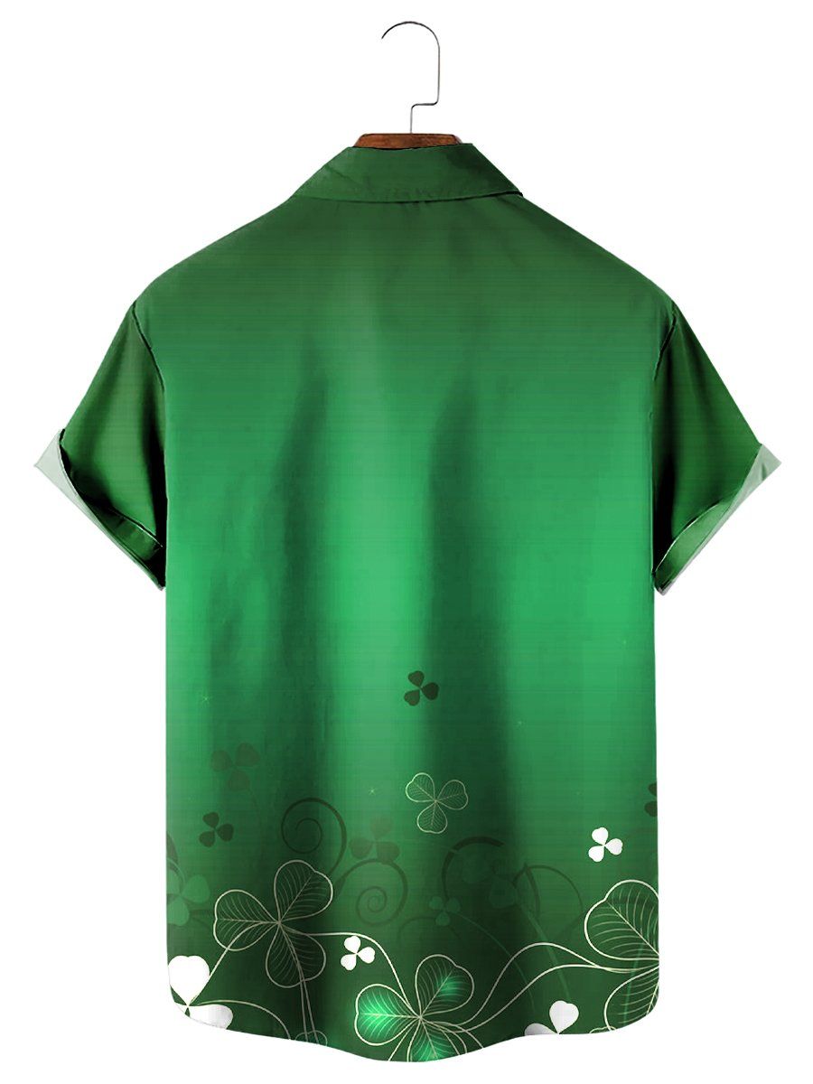 St. Patrick’s Day Skeleton Print Short Sleeve Shirt