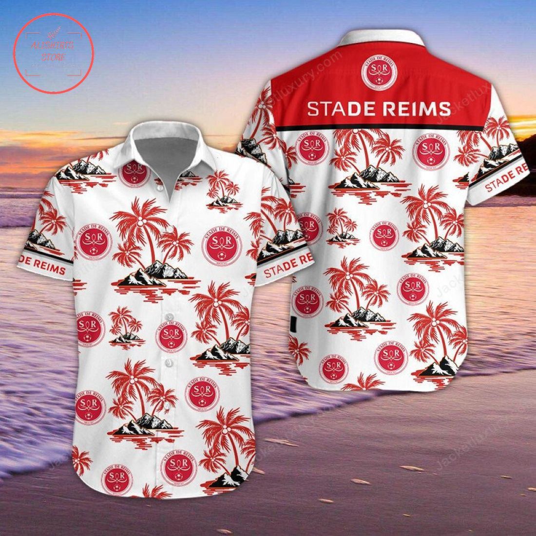 Stade De Reims Coconut Tree Trendy Hawaiian Shirt Aloha Shirt