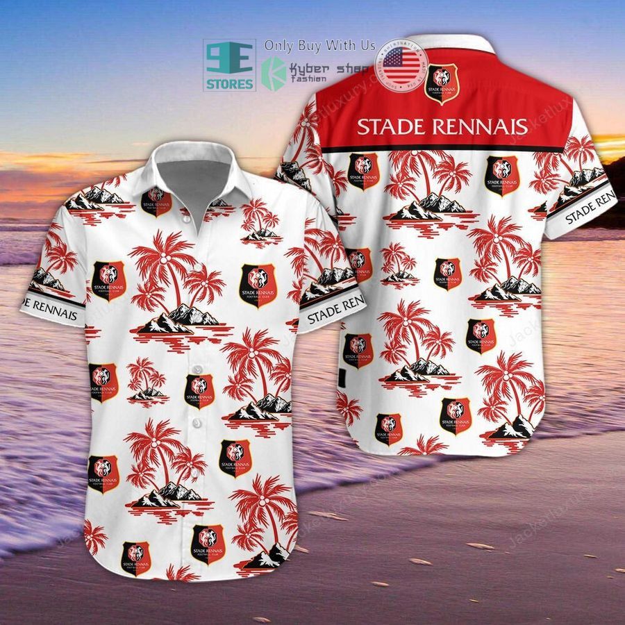 Stade Rennais Fc Coconut Tree White Red Hawaiian Shirt