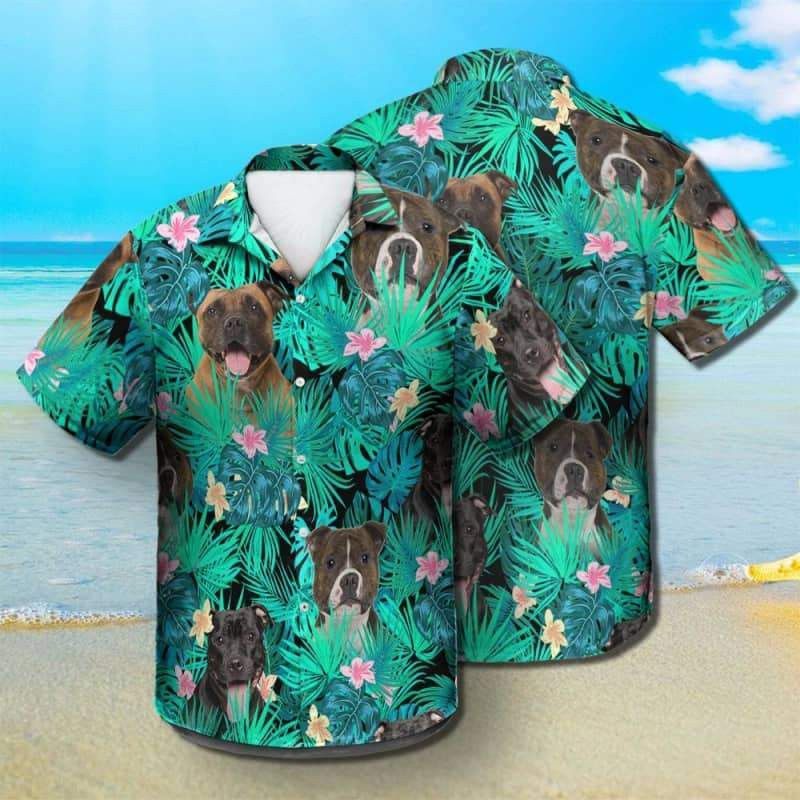 Staffordshire Bull Summer Dog Aloha Hawaiian Shirt