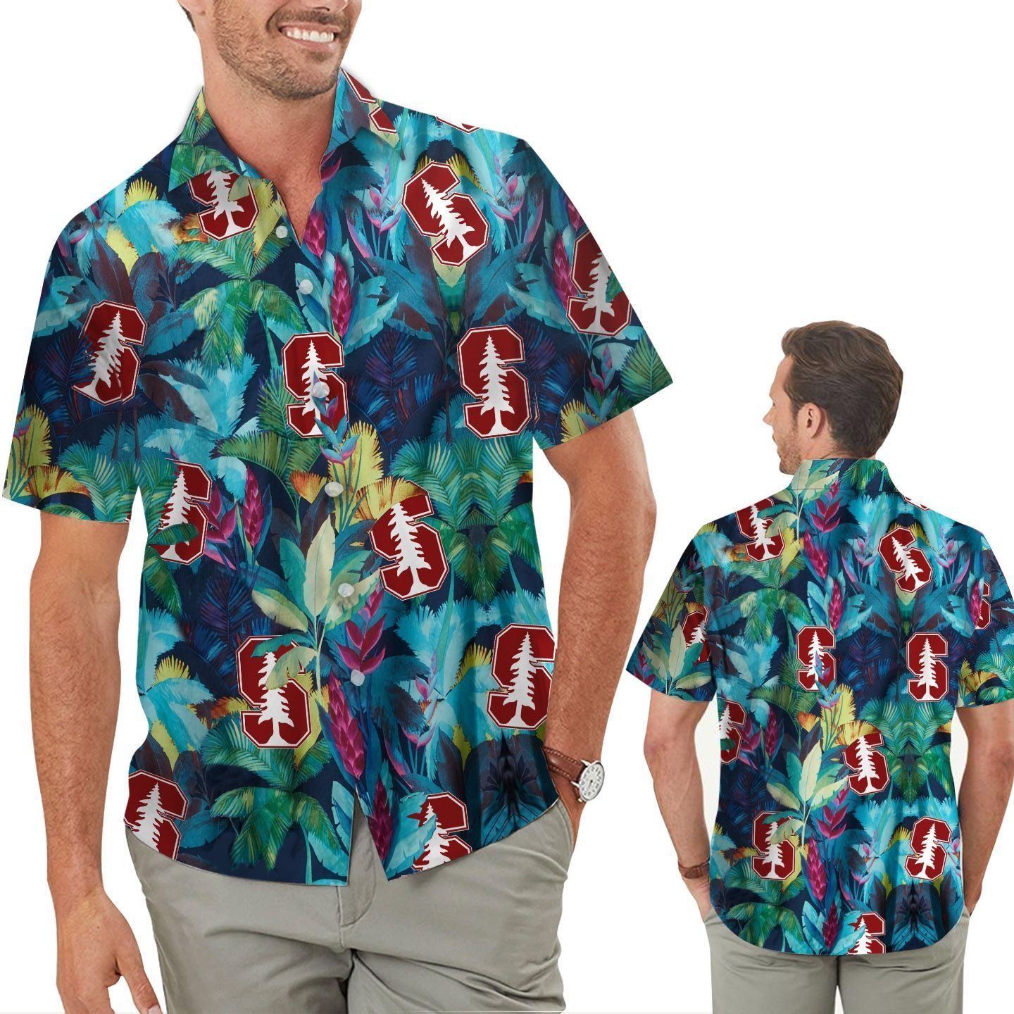 Stanford Cardinal Floral Tropical Hawaiian Shirt for Men, Women and Kids