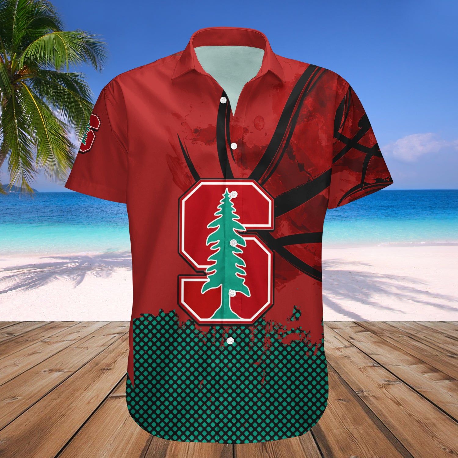 Stanford Cardinal Hawaii Shirt Basketball Net Grunge Pattern – NCAA