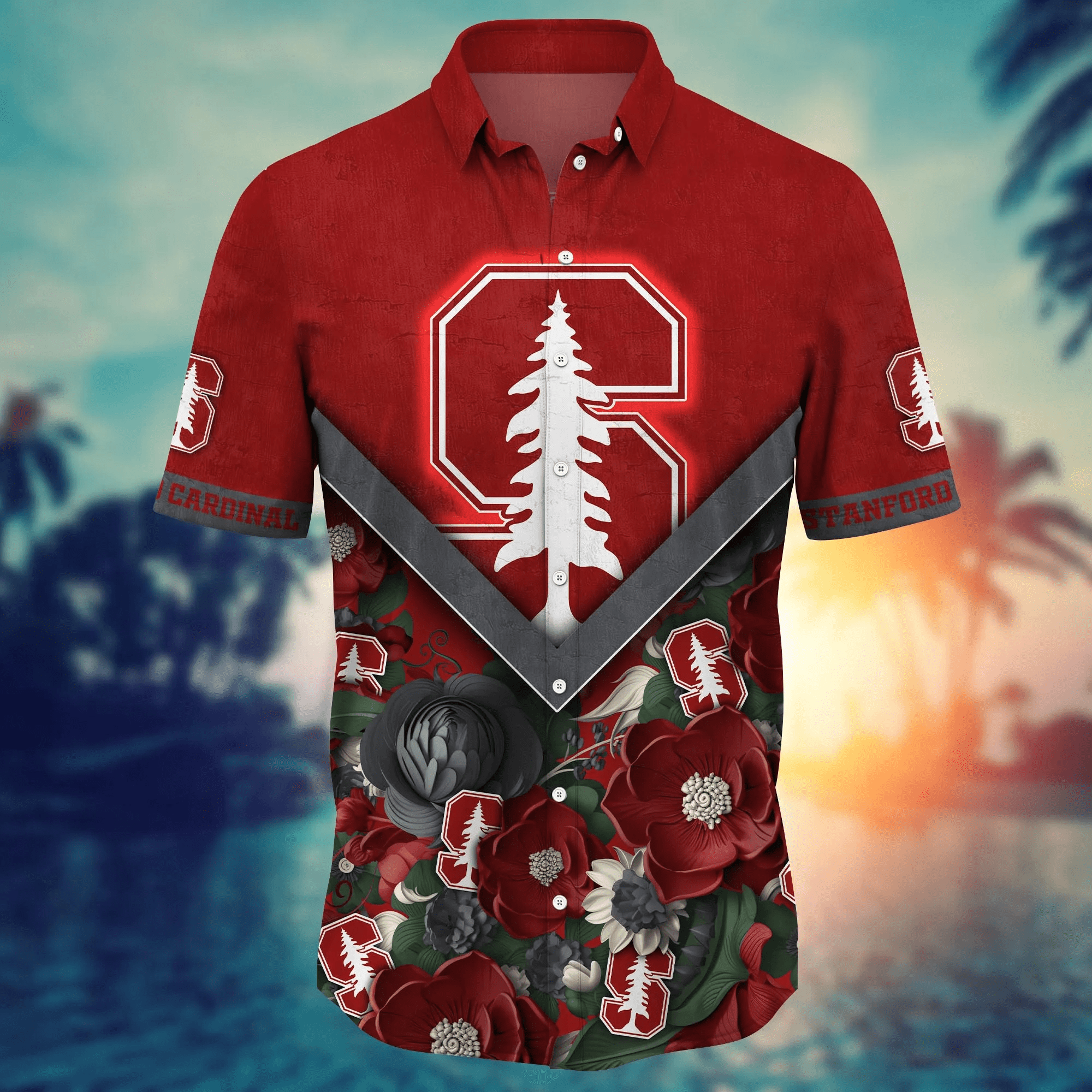 Stanford Cardinal NCAA Hawaiian Shirt Custom Sundown Aloha Shirt