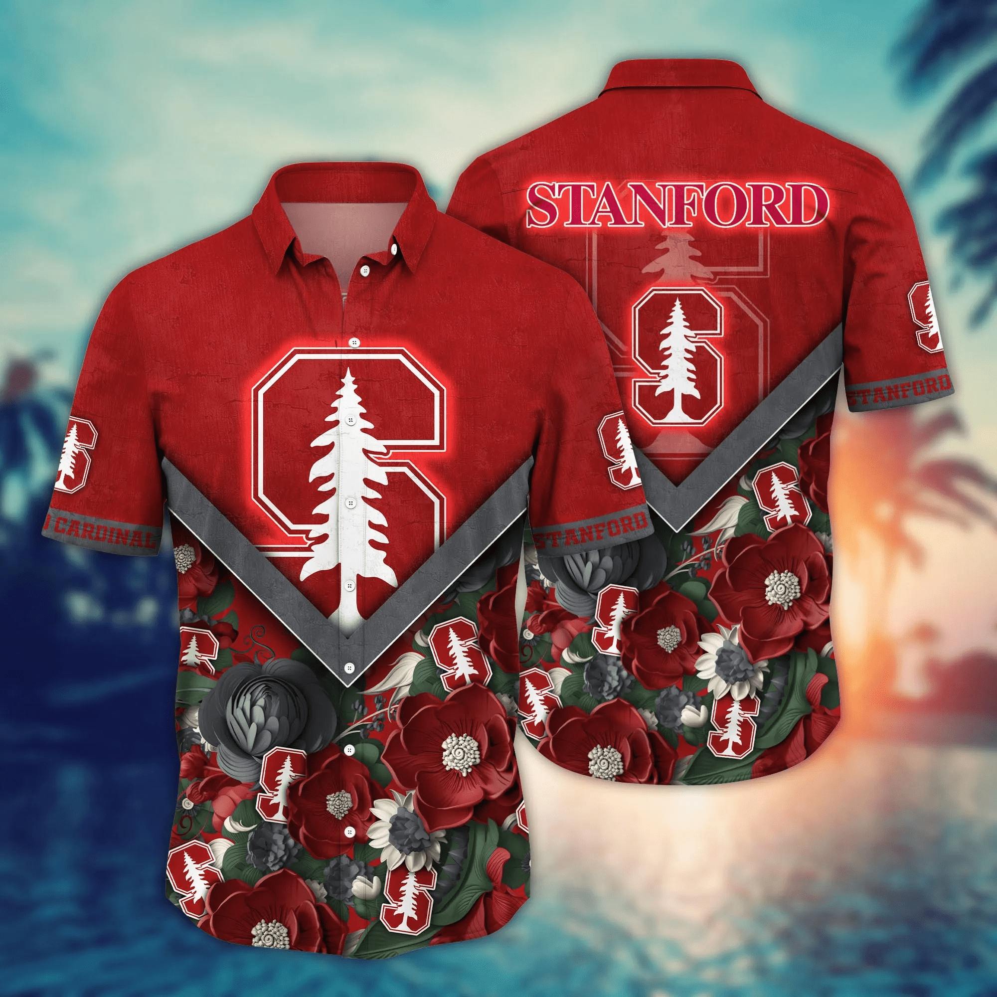 Stanford Cardinal NCAA Hawaiian Shirt Custom Sundown Aloha Shirt Stanford Cardinal NCAA Hawaiian Shirt Custom Sundown Aloha Shirt