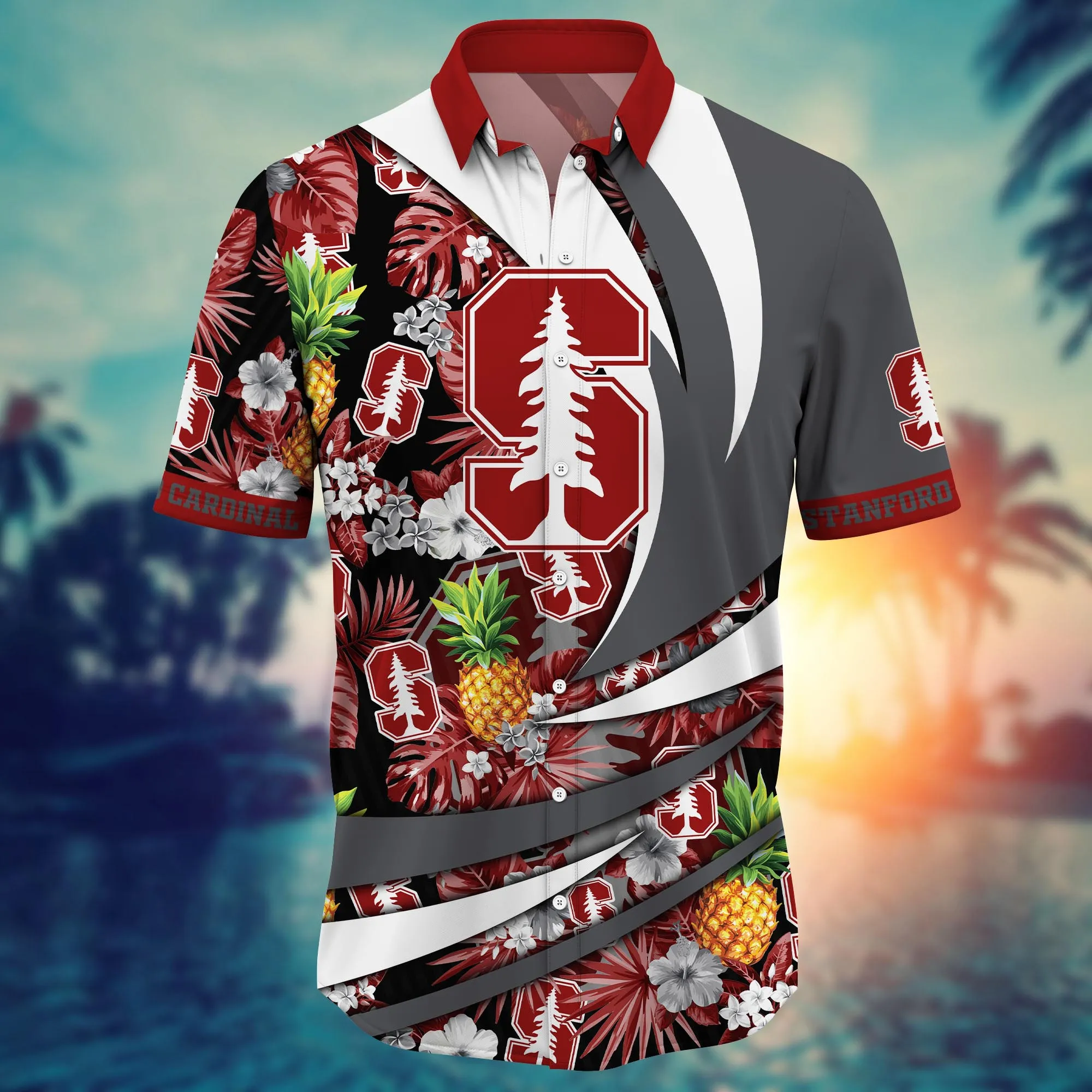 Stanford Cardinal NCAA Hawaiian Shirt Warm Breezes Aloha Shirt