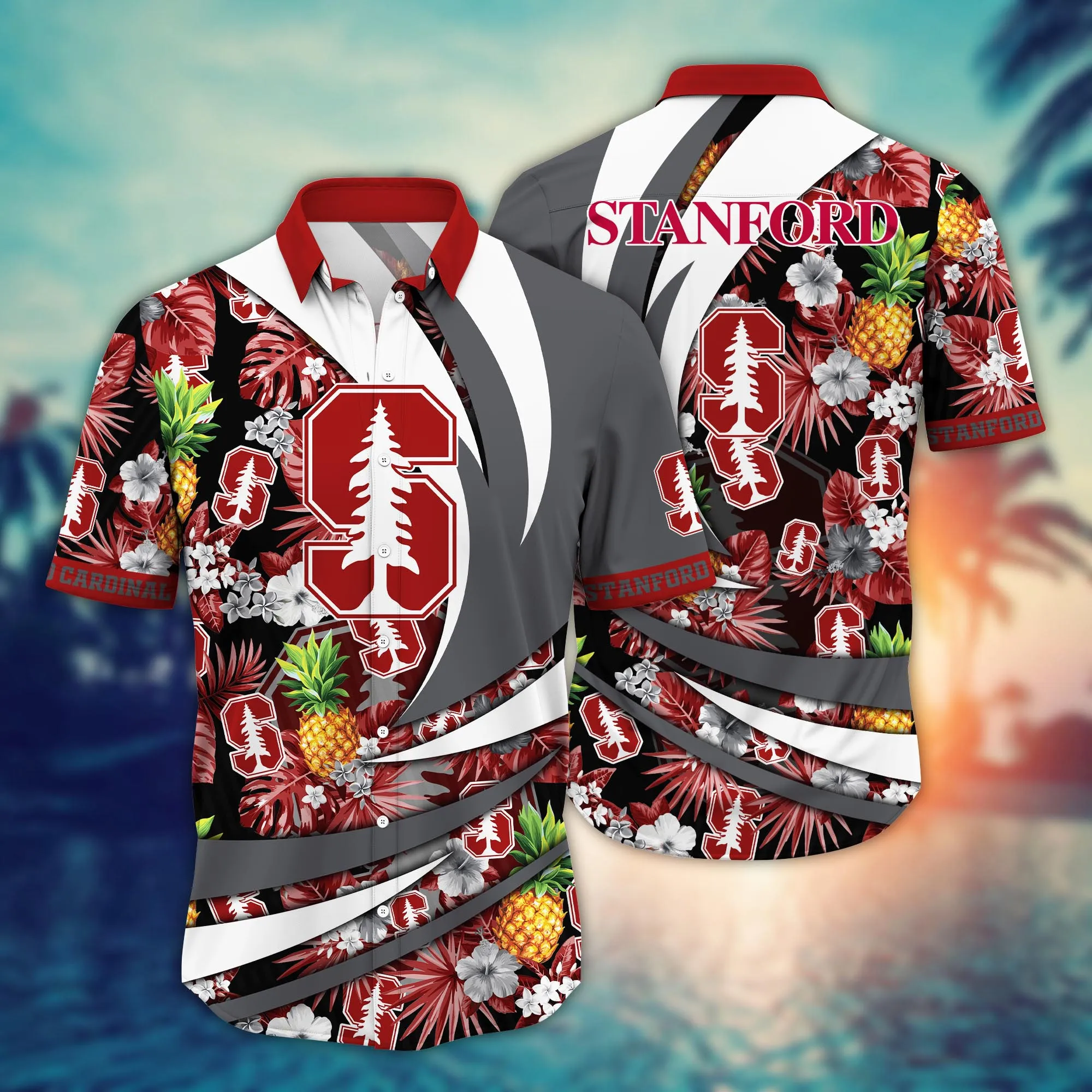 Stanford Cardinal NCAA Hawaiian Shirt Warm Breezes Aloha Shirt Stanford Cardinal NCAA Hawaiian Shirt Warm Breezes Aloha Shirt