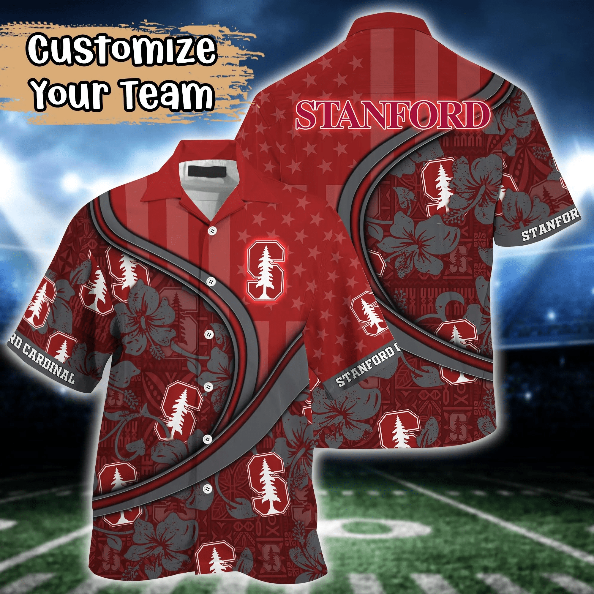 Stanford Cardinal NCAA Us Flag Hawaiian Shirt Custom Summer Aloha Shirt Stanford Cardinal NCAA Us Flag Hawaiian Shirt Custom Summer Aloha Shirt