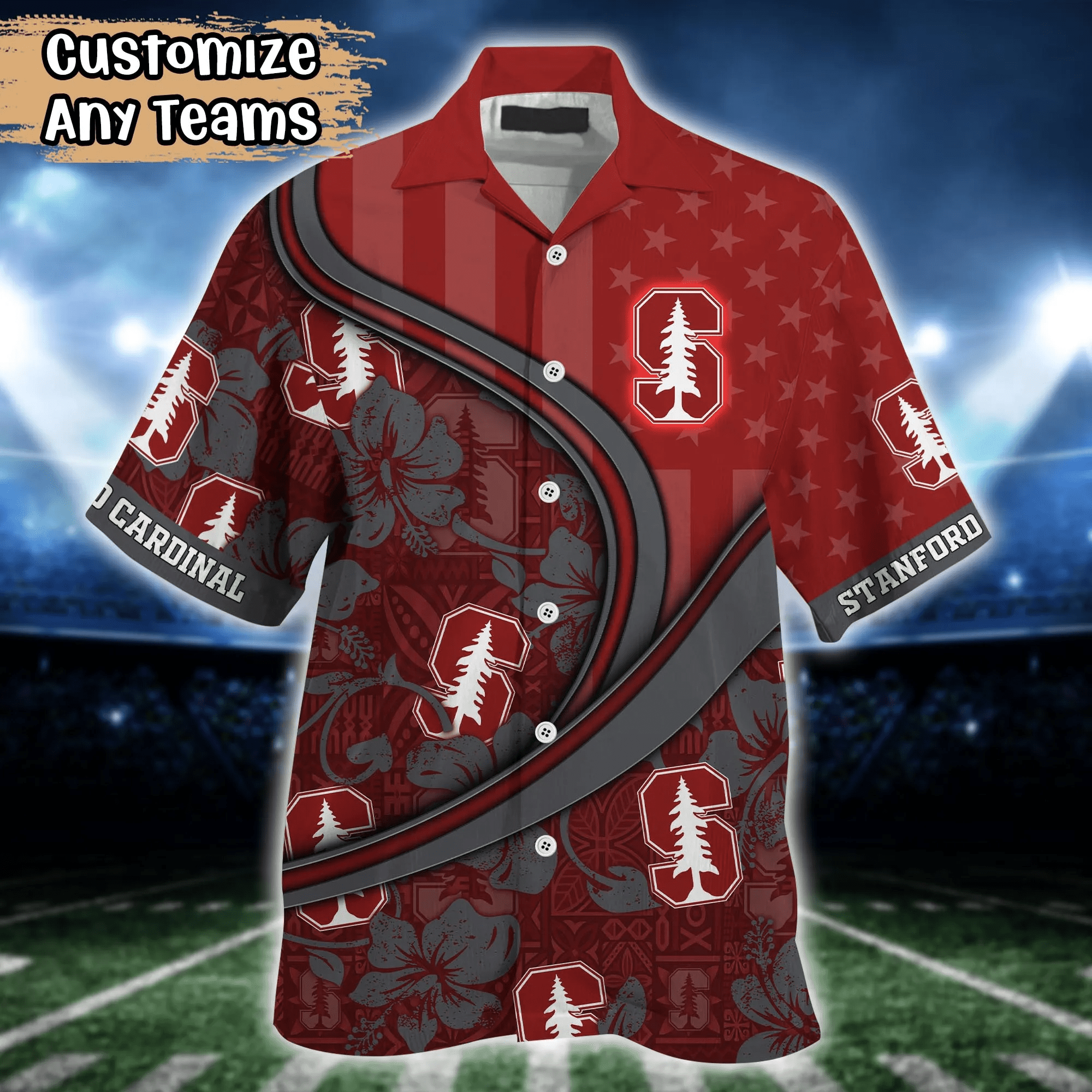 Stanford Cardinal NCAA Us Flag Hawaiian Shirt Custom Summer Aloha Shirt