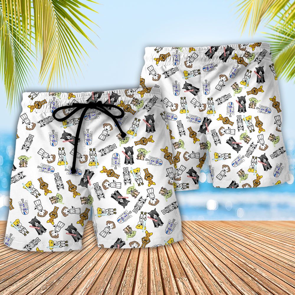 Star Dogs Trendy Aloha Hawaiian Beach Shorts