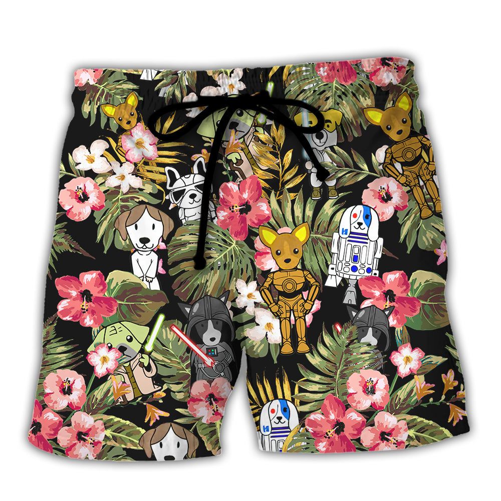 Star Dogs Tropical Trendy Aloha Hawaiian Beach Shorts Star Dogs Tropical Trendy Aloha Hawaiian Beach Shorts