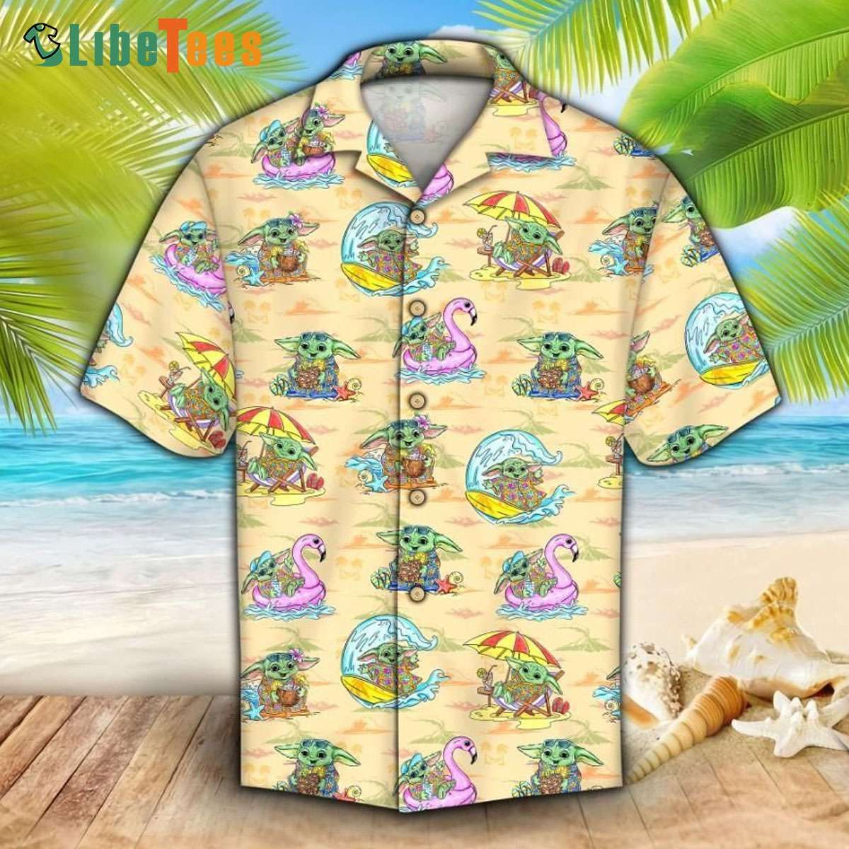 Star Wars Beige Yoda Graphic Hawaiian Shirt Ideal Gifts