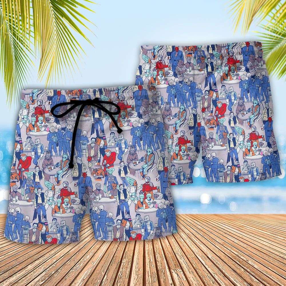 Star Wars Cantina Cool Trendy Aloha Hawaiian Beach Shorts