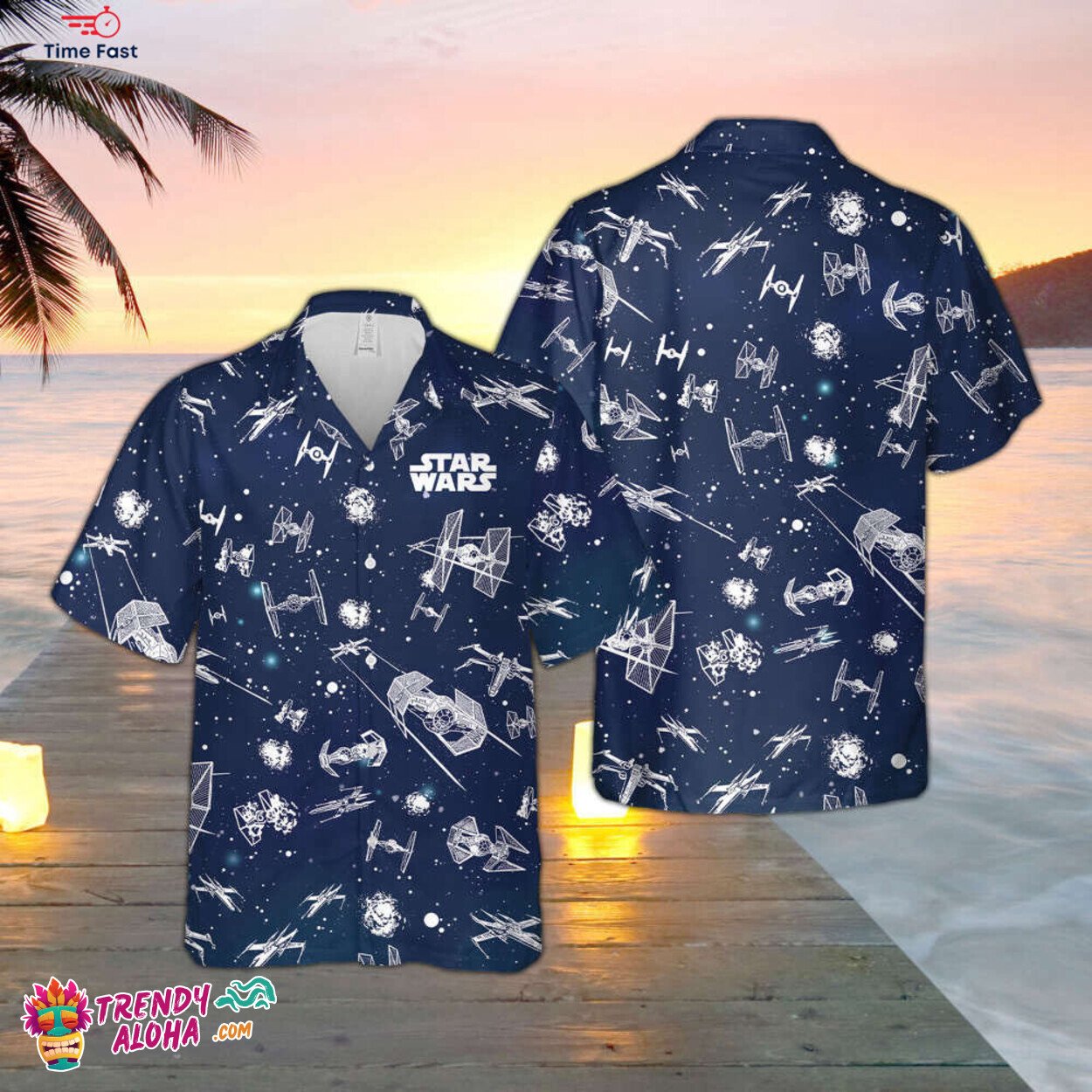 Star Wars Characters Themed Tropical Print Summer Aloha Vacation Shirt