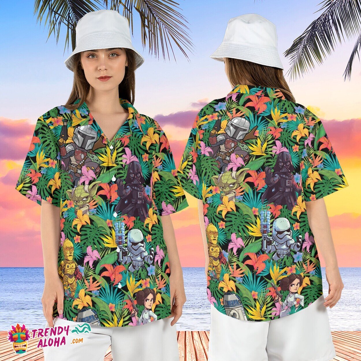 Star Wars Mandalorian Child Vader Baby Yoda Tropical Aloha Shirt