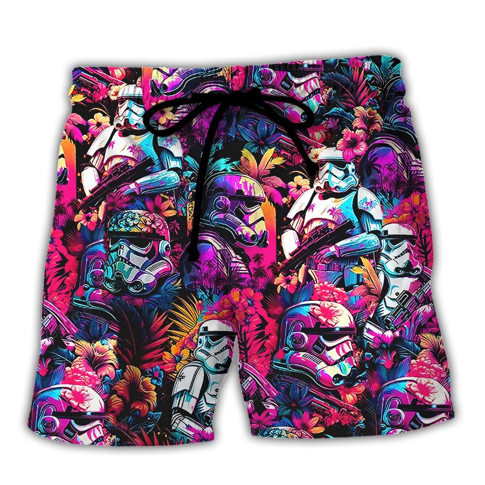 Star Wars Synthwave Cool Trendy Aloha Hawaiian Beach Shorts Star Wars Synthwave Cool Trendy Aloha Hawaiian Beach Shorts
