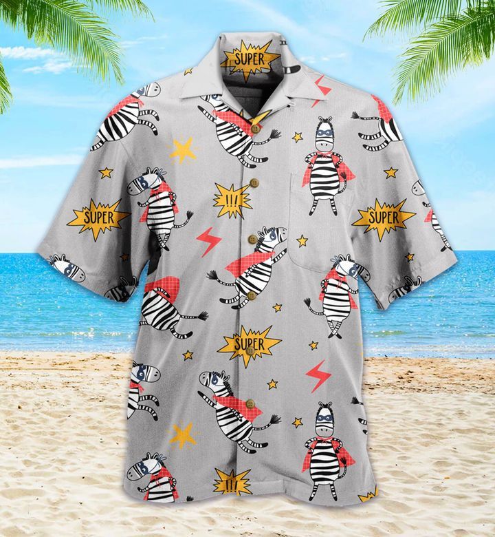 Starry Dreams Zebra Hero Grey Hawaiian Shirt Design