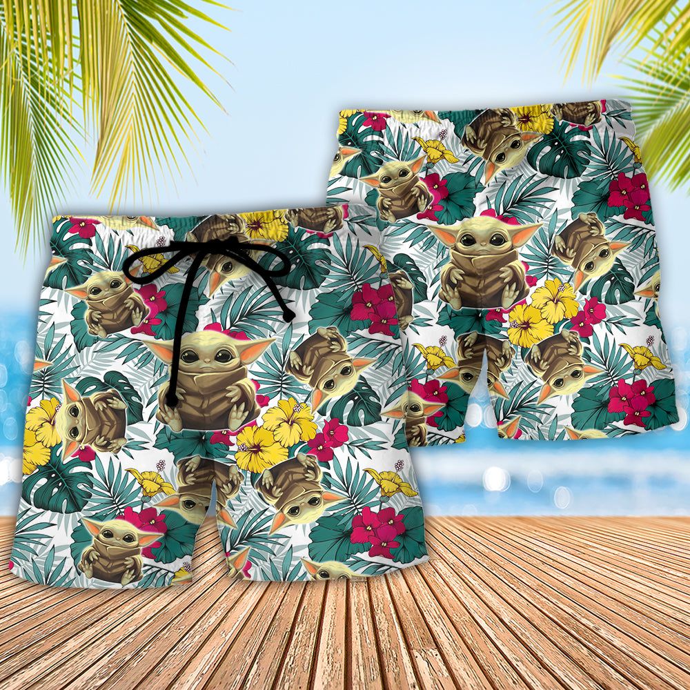 Starwars Baby Yoda Trendy Aloha Hawaiian Beach Shorts