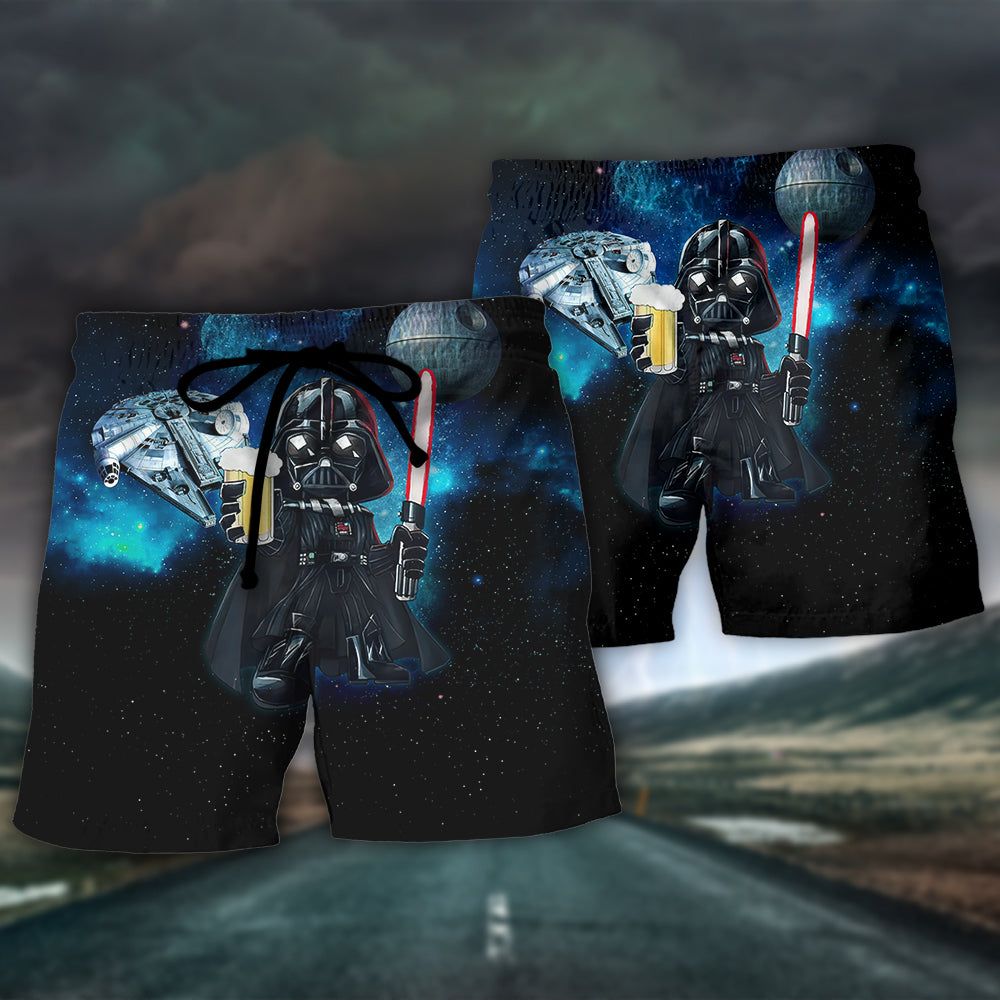 Starwars Darth Vader Dark Side Beer Trendy Aloha Hawaiian Beach Shorts