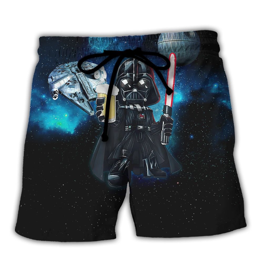 Starwars Darth Vader Dark Side Beer Trendy Aloha Hawaiian Beach Shorts Starwars Darth Vader Dark Side Beer Trendy Aloha Hawaiian Beach Shorts