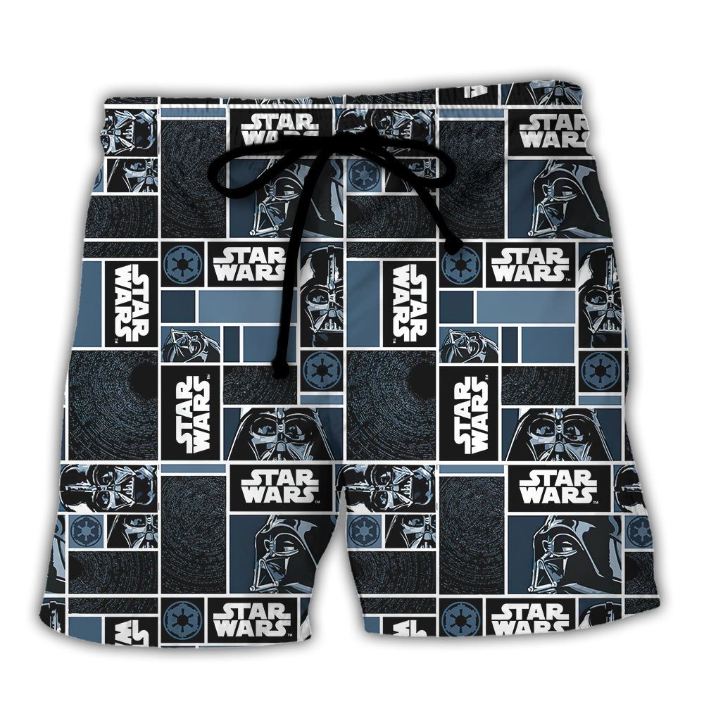 Starwars Darth Vader Geometric Pattern Black Trendy Aloha Hawaiian Beach Shorts Starwars Darth Vader Geometric Pattern Black Trendy Aloha Hawaiian Beach Shorts