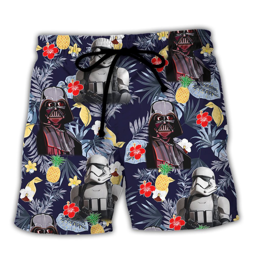 Starwars Darth Vader Storm Trooper Flower Trendy Aloha Hawaiian Beach Shorts Starwars Darth Vader Storm Trooper Flower Trendy Aloha Hawaiian Beach Shorts