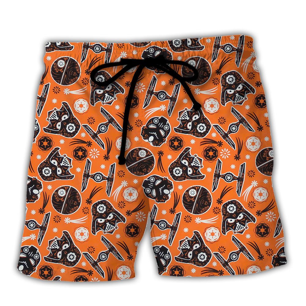 Starwars Darth Vader Sugar Skull Trendy Aloha Hawaiian Beach Shorts Starwars Darth Vader Sugar Skull Trendy Aloha Hawaiian Beach Shorts