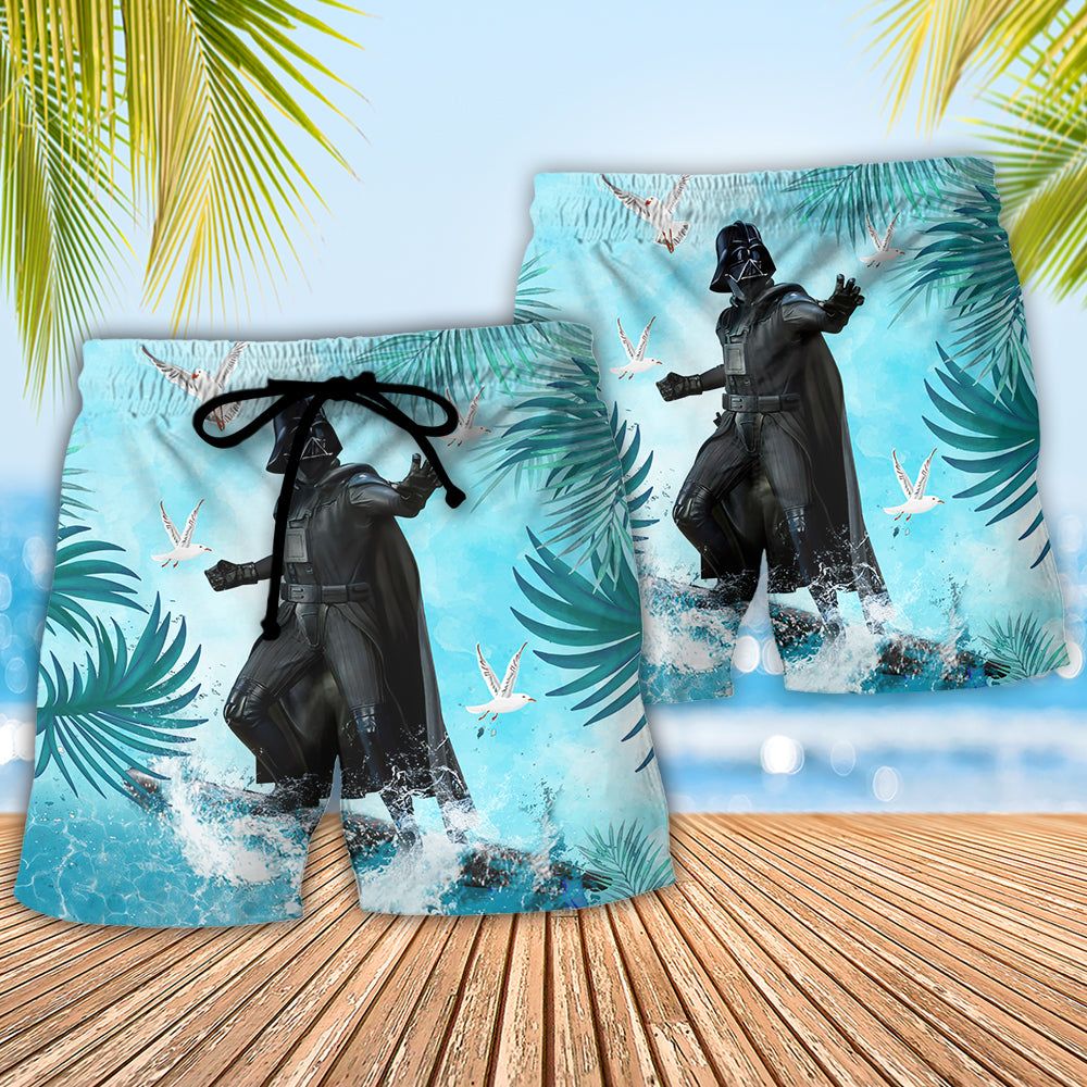 Starwars Darth Vader Surfing 02 Trendy Aloha Hawaiian Beach Shorts