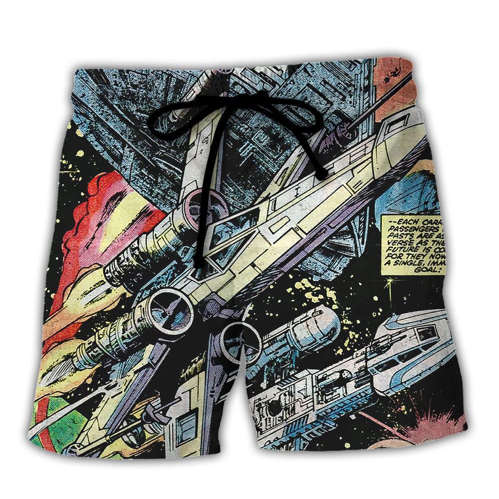 Starwars Han Solo Spaceship Trendy Aloha Hawaiian Beach Shorts