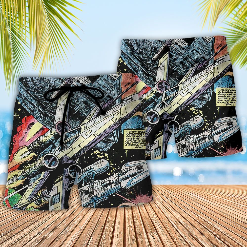 Starwars Han Solo Spaceship Trendy Aloha Hawaiian Beach Shorts