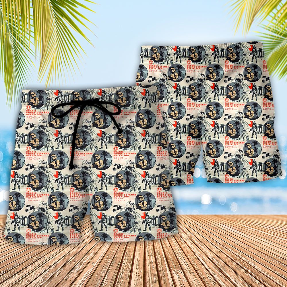 Starwars Scarif Trooper Pattern Trendy Aloha Hawaiian Beach Shorts