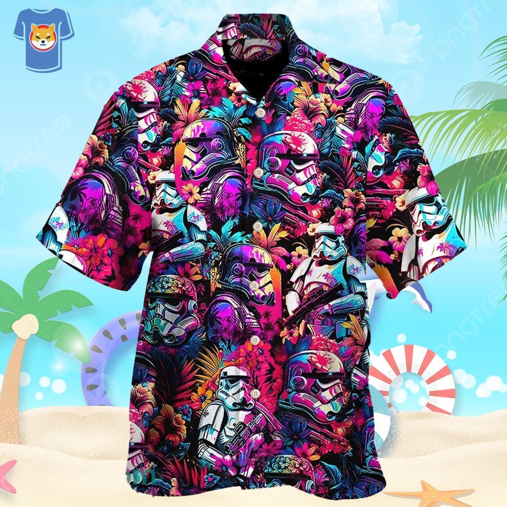 Starwars Synthwave Cool Hawaiian Shirt For Star Wars Movie Fans Starwars Synthwave Cool Hawaiian Shirt For Star Wars Movie Fans